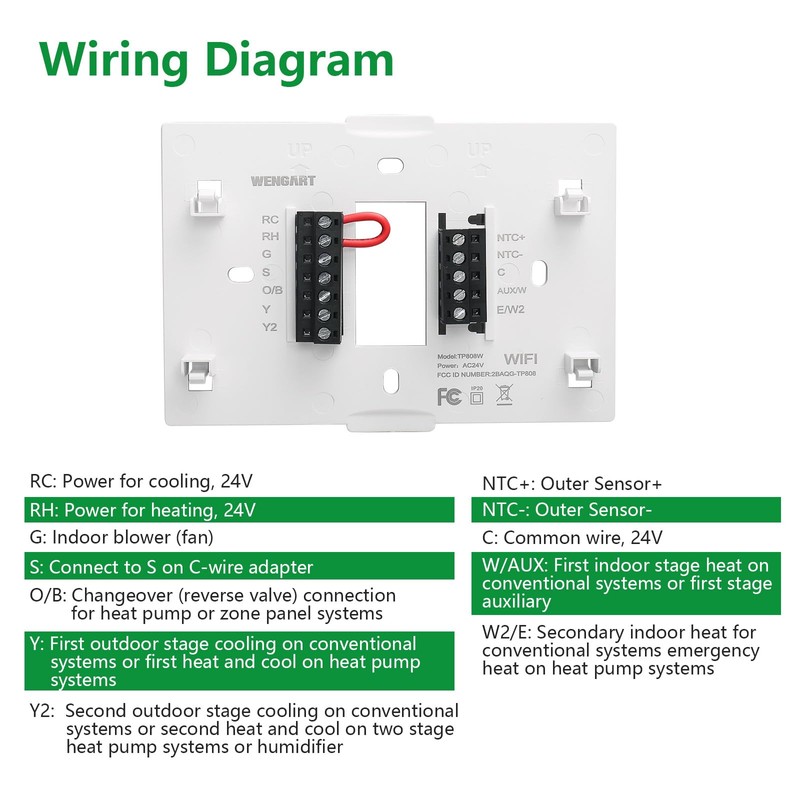 Wengart Programmable Thermostat for Home,Single Stage for Heat/Cool,4 Inch Display