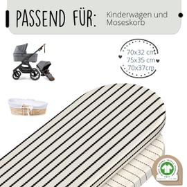 mimaDu Bio Matratzenschoner Kinderwagen Spannbettlaken Kinderwagen Matratzenbezug Ersatzbezug Stubenwagen Bezug Bettlaken Kinderwagen Laken | 100% GOTS Biobaumwolle 70x35 70x37 75x35 (Boho)