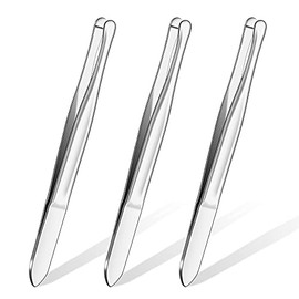 3 pinzas de acero inoxidable de punta redonda para depilación de cejas, pinzas de maquillaje y cosméticos