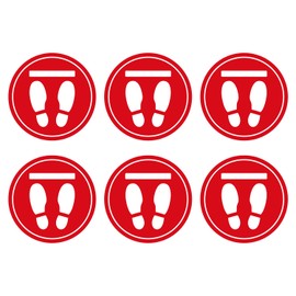 Dog Bag, Floor Guidance Stickers, Before Cash Mark, For Stores, Set of 6, Diameter 7.9 inches (200 mm) (Red)