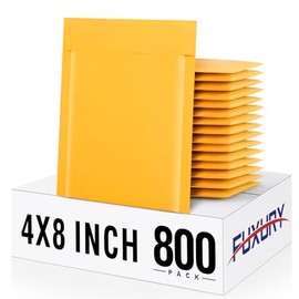 Fuxury Kraft Bubble Mailer 4x8" 800Pack Strong Adhesion Padded Envelopes Thick Bubble Envelopes Usable Size 4x7" Waterproof Cushioned Bubble Mailers Packaging for Small Business #000 Yellow