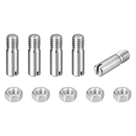 sourcing map 5Pcs Slotted Cylindrical Pin, M6 x 20mm 304 Stainless Steel Dowel External Thread Locating Pin Slotted Screw with Nut for Cabinet Furniture Installation (GB878)