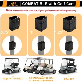 RIZINKART Golf Cart Side Mirrors No Drilling, Universal Fit 0.75" 1“ 1.25 Square Rail Large Rear View Golf Cart Mirrors Adjustable 180 Degree HD Glass Compatible with EZGO, Club Car, Yamaha