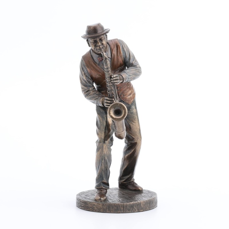 Veronese Design 7 1/4" Jazz Band Saxophonist Resin Figurine Bronze