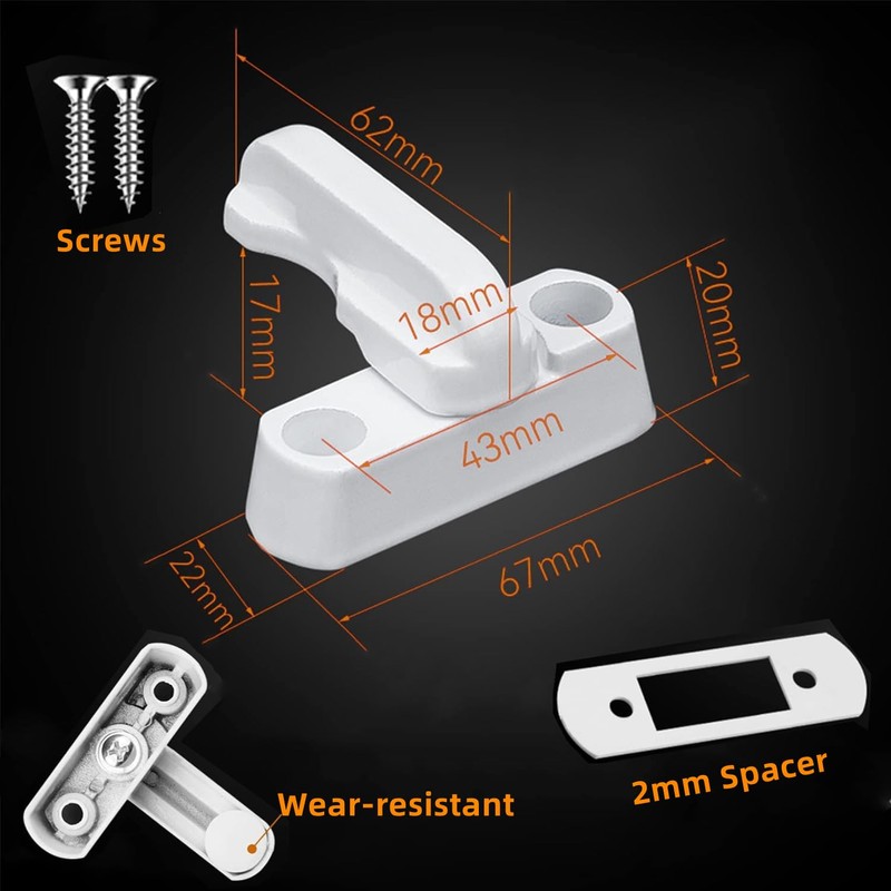 2PCS Sash Jammers Extra Security Locks White Sash Blocker Strong