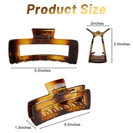 Extra Large Hair Claw Clips for Women, 5 Inch Unbreakable Large Rectangle Claw Clips for Thick Hair Neutral Huge Hair Clips Non-slip Hair Claws Tight Strong Hold Hair Claw for Women Girls 4 Packs