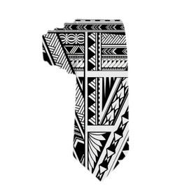 Men's Classic Polynesian Ethnic Style Sleeve Tattoo Jacquard Woven Silk Tie Formal Party Suit Necktie
