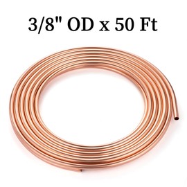 GOORY Copper Tubing 3/8" OD x 0.328" ID x 50 Ft - 99.9% C12200 Pure ACR Tube - ASTM B280 Refrigeration T2 Copper Tube Soft Coil - Round Seamless Tubing for Refrigerator HVAC System Industry DIY