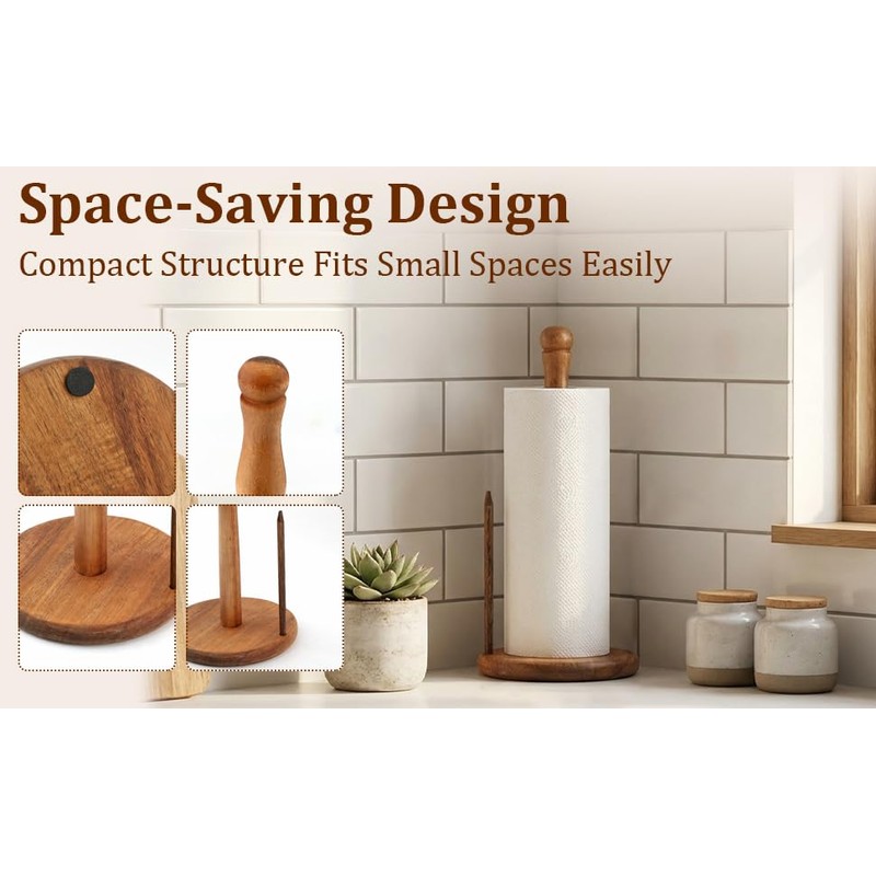 Acacia Wood Paper Towel Holder Countertop