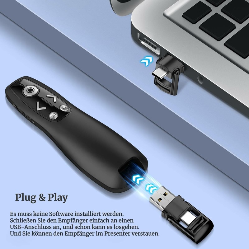 Wireless Presenter USB C, 2-in-1 Type C and USB Receiver