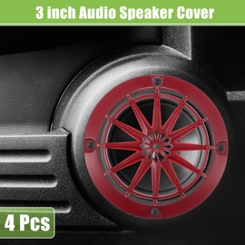 A ABSOPRO 4 Pcs 3" Car Speaker Grille Cover Round with Screws Red