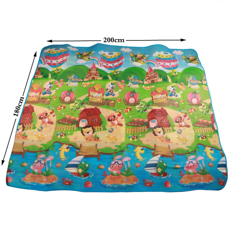 Reversible Baby Crawling Mat Foldable Washable Farm Pattern Waterproof Large