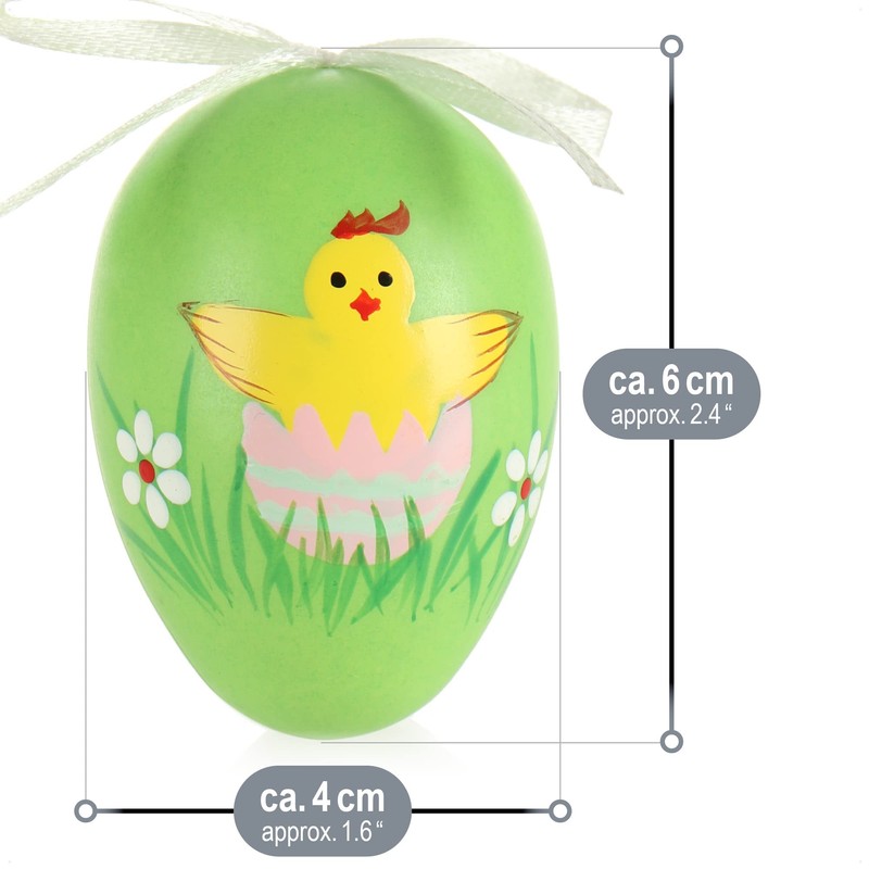 com-four® Easter Eggs in Bright Colours and Designs with Ribbon