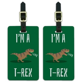 I'm A T-Rex Rawr Cute Tyrannosaurus Rex Luggage ID Tags Cards Set of 2