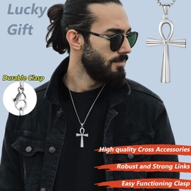 Gothic Cross Necklace for Men Boys Women，Stainless Steel Punk Cross Pendant Necklace,Silver Cross Pendant Chain 22-24 Inches