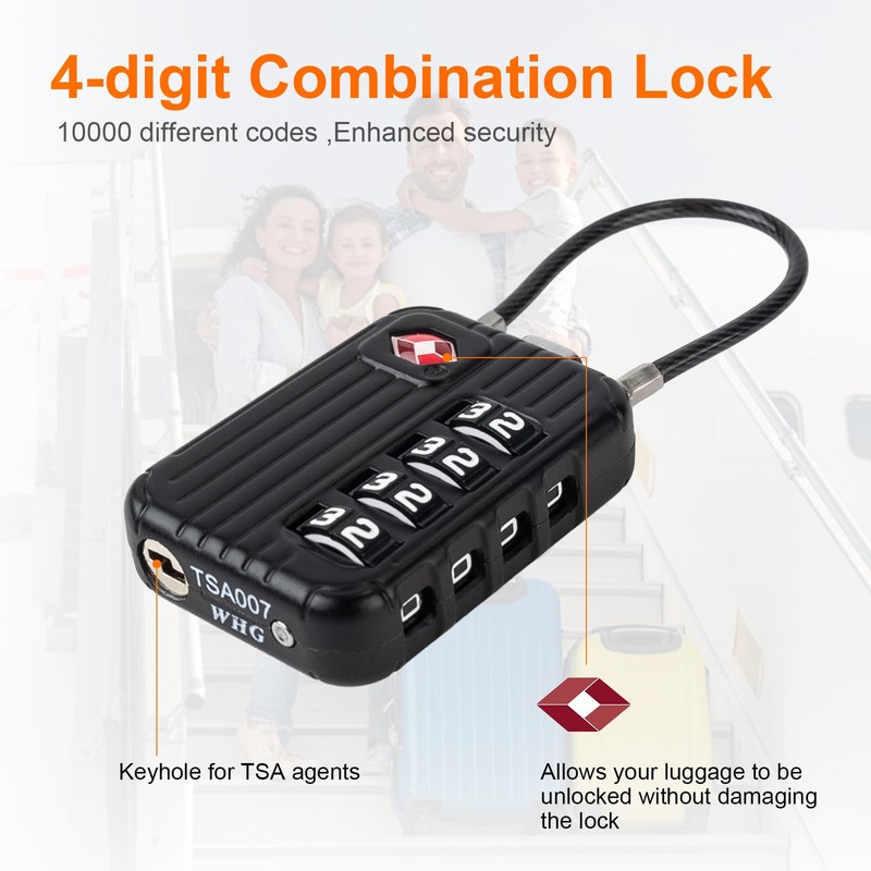 GRIFEMA GA1008 TSA Approved 4-Digit Combination Luggage Lock, Secure Travel