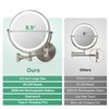 GREENFROM Rechargeable Wall Mounted Makeup Mirror Brushed Nickel, 8.5'' Magnifying