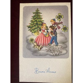 Vintage postcard "Happy new year" in Italian