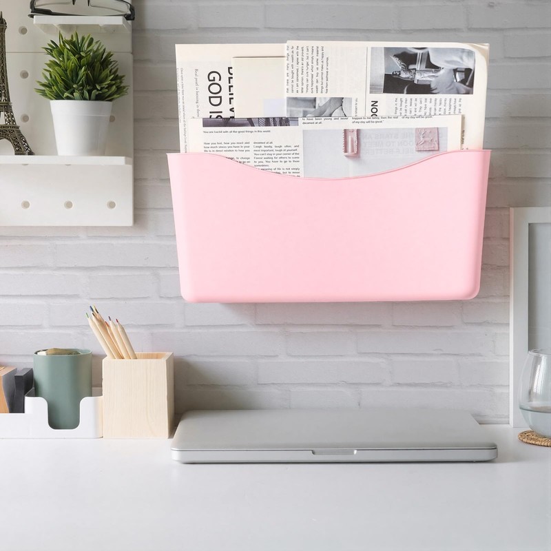 Newtay 2 Pack Pink Single Pocket File Holder Pocket Plastic
