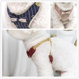 犬 ハーネス 超小型犬 はーねす リードセット 負担が少ない 軽量 通気 ペット ハーネス おしゃれ 蝶結び 首輪 胴輪 簡単着脱 犬 ハーネス 抜けない 子犬介護 歩行補助用 (S, ピンクボート模様)