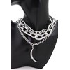 Women Fashion Jewelry Layered Twisted Edgy Necklace Silver Color Metal