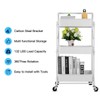 johgee Foldable 3 Tier Metal Utility Rolling Cart, Folding Mobile