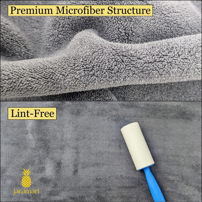 jaramari® 2 x Super Absorbent Microfiber Cloth 60x40cm Charcoal Grey.