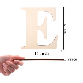 KOOCHOICE 12 Inch Wooden Letter, Smooth Surface Wood Letters for Wall Decor, 1/5 INCH Blank Unfinished Wooden Letters for Home Wall Decor DIY Painting Crafts(Letter E)