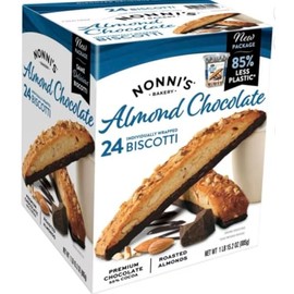 Nonni's Almond Chocolate Biscotti, 24 Count, Dark Chocolate Dipped, Individually Wrapped