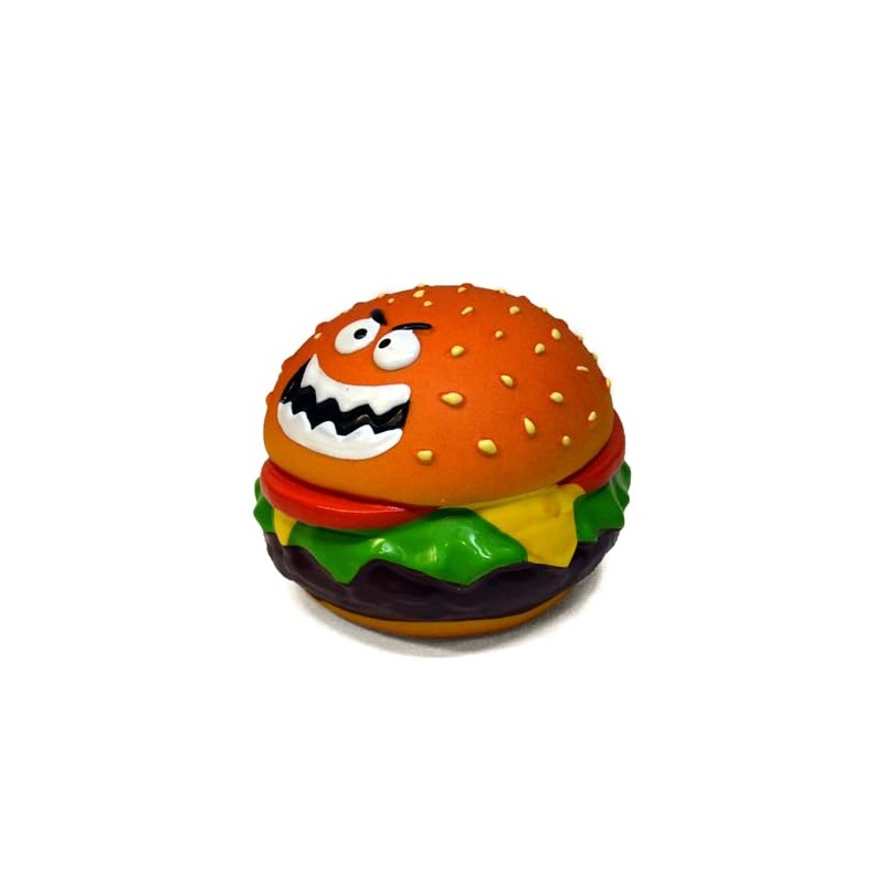WANT CHEW Latex Dog Squeaky Chew Toys, Angry Hamburger 3.15"