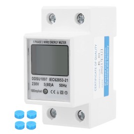 DDSU1897 1 Phase 2-Wire Energy Meter 230V Digital LCD Electric Energy Tester 5 (80) A Electric Usage Monitor 17000W Electricity Power Energy Meter