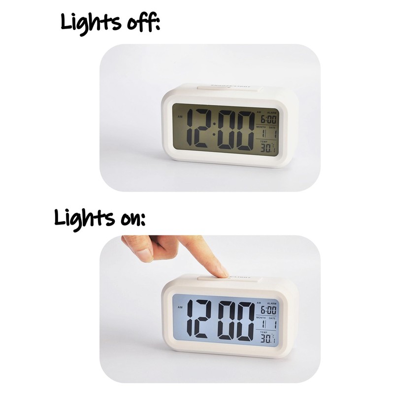 WANGCL 12/24 Stunden Digitaler Wecker Nachttischuhr mit Hintergrundbeleuchtung LCD-Display Datumskalender