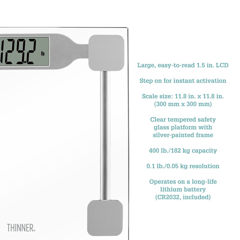 Thinner by Conair Scale for Body Weight, Digital Bathroom Scale