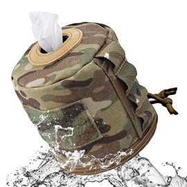 Agorizeo Tactical Toilet Paper Cover Waterproof Cat Proof Towel Holder Roll Paper Case Cover Portable and Foldable Paper Storage Bag with Molle Mount Webbing for Car Camping Outdoor Tent Travel