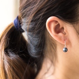 Philip Jones Sterling Silver Grey Pearl Drop Earrings