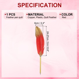 PATIKIL Feather Pen Quill, Feather Ballpoint Pen Bulk Refined Vintage Feather Calligraphy Pen for Guest Signature Wedding Bridal Office Writing, Red