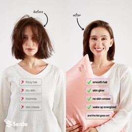 Serde Silk-Grade Satin Pillowcase with Zipper for Hair & Skin, Silky Texture Queen, Smooth Pillow Covers, Machine Washable, Wrinkle-Free, Cooling Satin Pillow Cases (Peony, Queen (U.S. Standard))