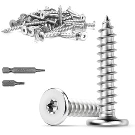Mbsomnus M4 x 20 mm Wood Screws Stainless Steel 60 Pieces Self Tapping Torx Screws 304 Stainless Steel Screws Wood Flat Head Screws Torx Tapping Screws for Cabinets Wooden Floors Storage Shelves