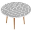 HXMJIED Elastic Edged Vinyl Fitted Tablecloth, Grey Stripe Round Tablecloth,
