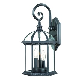 HomeRoots Three Light Matte Black Eastern Lantern Wall Light