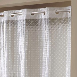 Hookless Full Length 2-in-1 Chlorine-Free Diamond PEVA Shower Curtain with Flex-On Rings for Easy Installation, 71" x 74", Water-Repellent, Easy Install, Clear