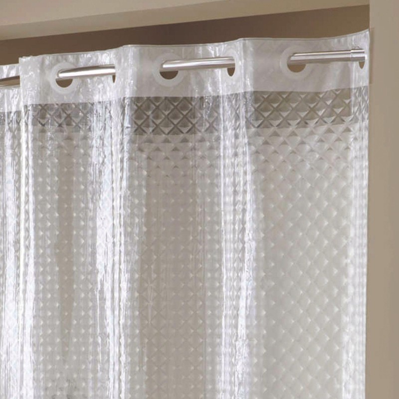 Hookless Full Length 2-in-1 Chlorine-Free Diamond PEVA Shower Curtain with