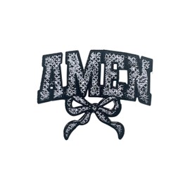 MOKOBOIZ Amen Coquette Bow 3 Inches Iron On/Sew On Embroidered Applique Patches, Worship Embroidery Patches, DIY Accessories for Backpacks, Army Vests, Bags, Hats, Clothes, Easter Gifts for Christians