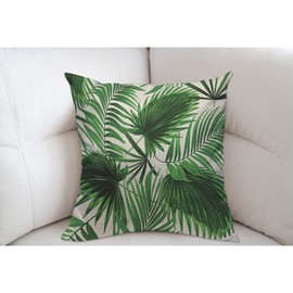 Mugod Leaves of Palm Tree Cushion Cover Throw Pillow Covers on White Background Pillow Case for Men Women Decorative Home Sofa Chair Couch 45x45cm/18x18 Inch