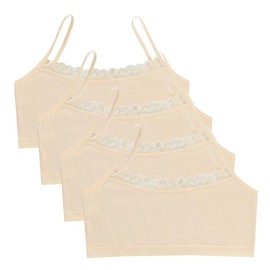 4 Packs Girls Seamless Training Bras, Girls Brassieres Lace Cotton Sports Bra Teen Wireless Bralette Adolescents for 8-15 Years Old