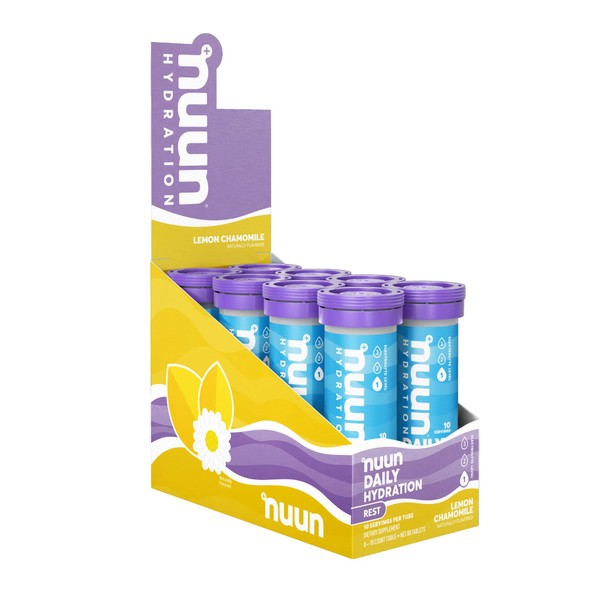 Nuun Hydration Rest, Rest and Recovery Electrolyte Tablets, Magnesium Citrate, Lemon Chamomile, 8 Pack (80 Servings)