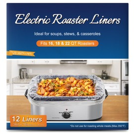 Electric Roaster Liners 12 Count, Disposable Plastic Cooking Bags for 16, 18, 22 Quart Roasters, Size 18 x 34 Inches