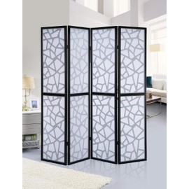 Roundhill Furniture Giyano 4 Panel Wood Frame Screen Room Divider, Black