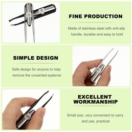 FOMIYES 2pcs Eyebrow with LED Light, Stainless Steel Eyebrow Pliers for Facial Hair Remover(Silver Black)