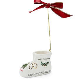 Spode Christmas Tree Baby's First Bootie Ornament - Festive Decoration, Seasonal Novelty Bauble - Ideal Holiday Keepsake Ornament for Christmas - Collectible for Home Decoration
